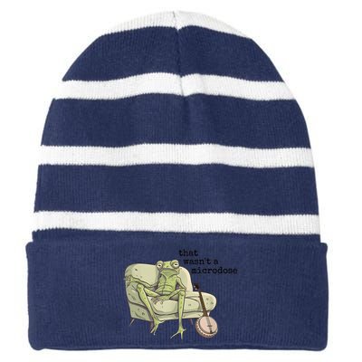 That WasnT A Microdose Humor Strange Naked Frog Meme Striped Beanie with Solid Band