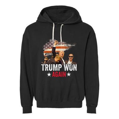 Trump Won Again 2024 Election President 47 Th American Flag Garment-Dyed Fleece Hoodie