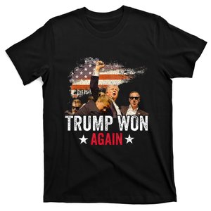 Trump Won Again 2024 Election President 47 Th American Flag T-Shirt