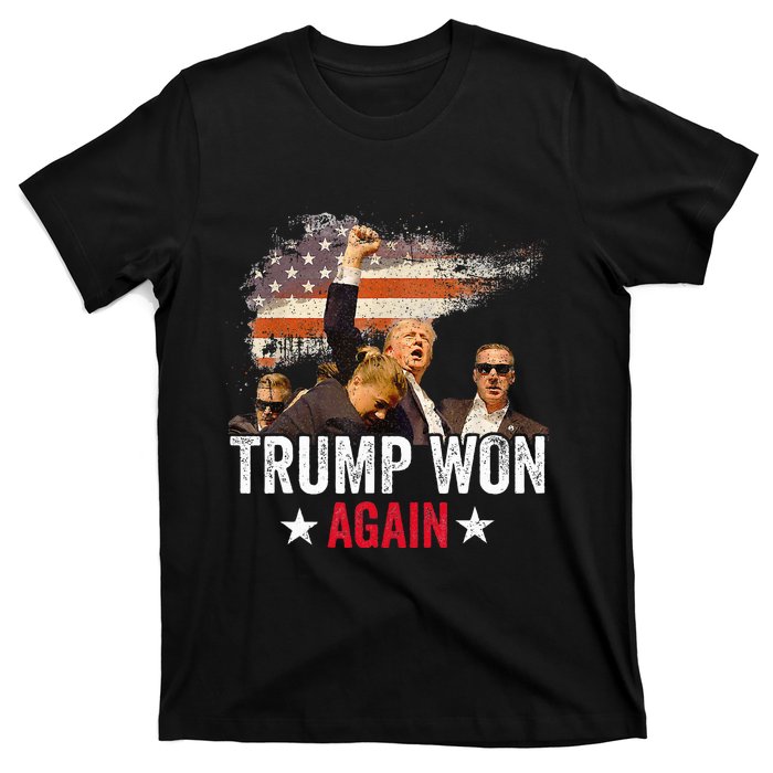 Trump Won Again 2024 Election President 47 Th American Flag T-Shirt