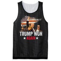 Trump Won Again 2024 Election President 47 Th American Flag Mesh Reversible Basketball Jersey Tank