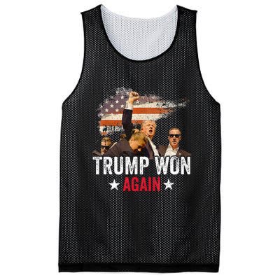 Trump Won Again 2024 Election President 47 Th American Flag Mesh Reversible Basketball Jersey Tank