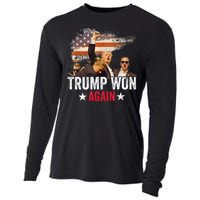 Trump Won Again 2024 Election President 47 Th American Flag Cooling Performance Long Sleeve Crew