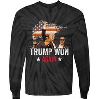 Trump Won Again 2024 Election President 47 Th American Flag Tie-Dye Long Sleeve Shirt