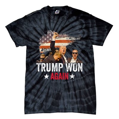 Trump Won Again 2024 Election President 47 Th American Flag Tie-Dye T-Shirt