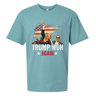 Trump Won Again 2024 Election President 47 Th American Flag Sueded Cloud Jersey T-Shirt