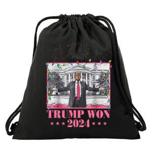 Trump Won Again 2024 Election President 47 Th Drawstring Bag