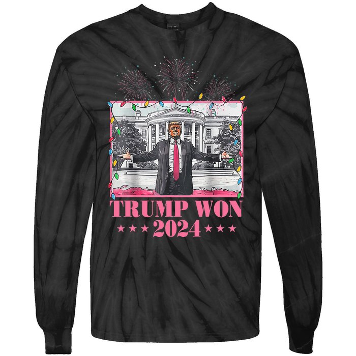 Trump Won Again 2024 Election President 47 Th Tie-Dye Long Sleeve Shirt