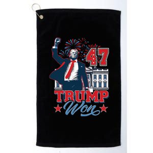 Trump Won Again 2024 Election President 47 White House Platinum Collection Golf Towel