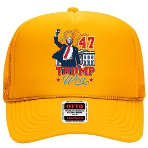 Trump Won Again 2024 Election President 47 Th High Crown Mesh Back Trucker Hat