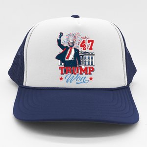 Trump Won Again 2024 Election President 47 Th Trucker Hat