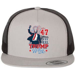 Trump Won Again 2024 Election President 47 Th Flat Bill Trucker Hat