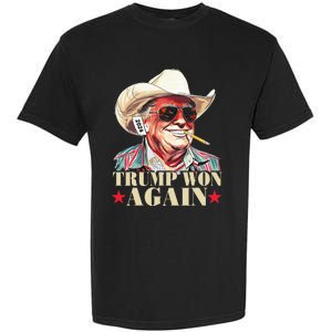 Trump Won Again 2024 Election President 47th American Flag Garment-Dyed Heavyweight T-Shirt