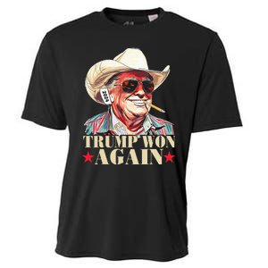 Trump Won Again 2024 Election President 47th American Flag Cooling Performance Crew T-Shirt