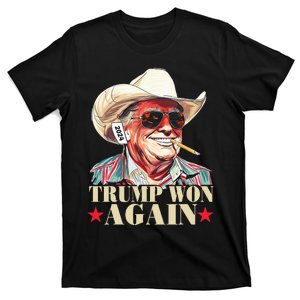 Trump Won Again 2024 Election President 47th American Flag T-Shirt