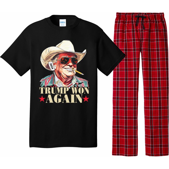 Trump Won Again 2024 Election President 47th American Flag Pajama Set