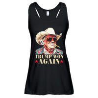 Trump Won Again 2024 Election President 47th American Flag Ladies Essential Flowy Tank