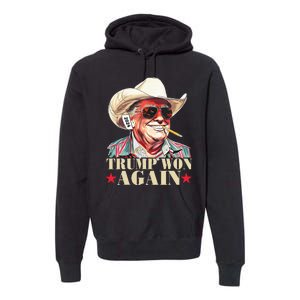 Trump Won Again 2024 Election President 47th American Flag Premium Hoodie