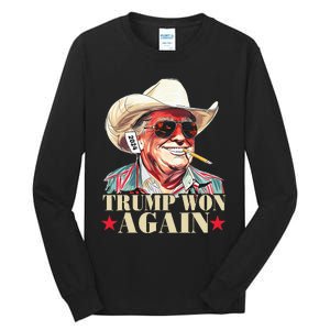 Trump Won Again 2024 Election President 47th American Flag Tall Long Sleeve T-Shirt