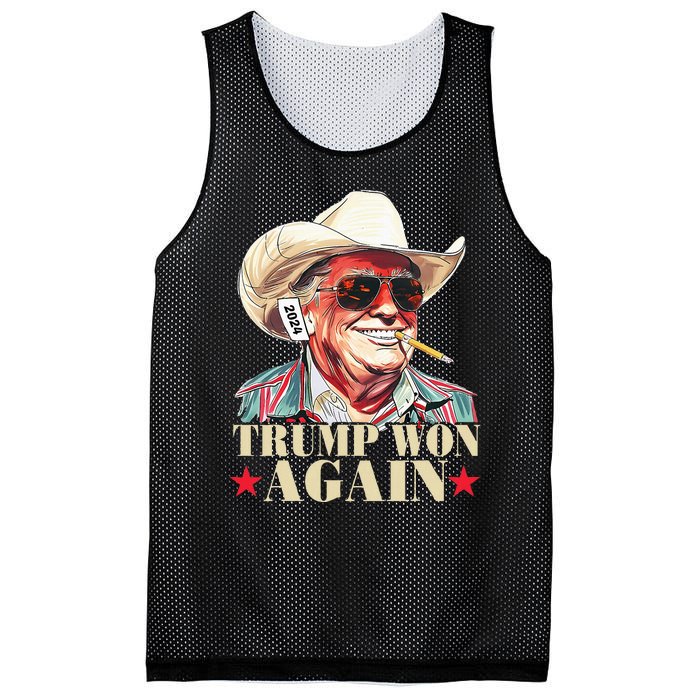 Trump Won Again 2024 Election President 47th American Flag Mesh Reversible Basketball Jersey Tank