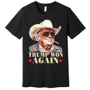 Trump Won Again 2024 Election President 47th American Flag Premium T-Shirt