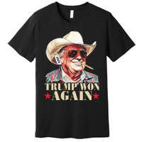 Trump Won Again 2024 Election President 47th American Flag Premium T-Shirt