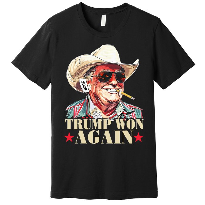 Trump Won Again 2024 Election President 47th American Flag Premium T-Shirt