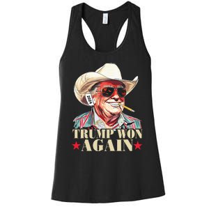 Trump Won Again 2024 Election President 47th American Flag Women's Racerback Tank