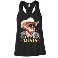 Trump Won Again 2024 Election President 47th American Flag Women's Racerback Tank