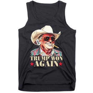 Trump Won Again 2024 Election President 47th American Flag Tank Top