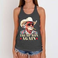 Trump Won Again 2024 Election President 47th American Flag Women's Knotted Racerback Tank