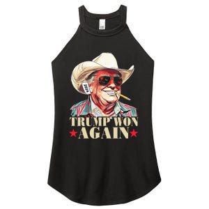 Trump Won Again 2024 Election President 47th American Flag Women's Perfect Tri Rocker Tank