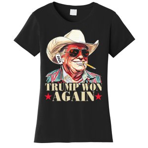 Trump Won Again 2024 Election President 47th American Flag Women's T-Shirt