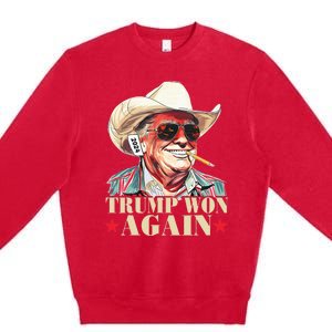 Trump Won Again 2024 Election President 47th American Flag Premium Crewneck Sweatshirt