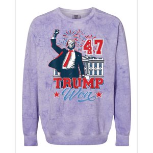 Trump Won Again 2024 Election President 47 White House Colorblast Crewneck Sweatshirt