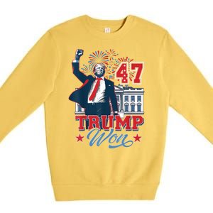 Trump Won Again 2024 Election President 47 White House Premium Crewneck Sweatshirt