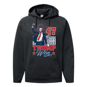 Trump Won Again 2024 Election President 47 White House Performance Fleece Hoodie