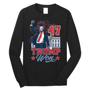 Trump Won Again 2024 Election President 47 White House Long Sleeve Shirt