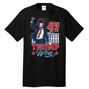 Trump Won Again 2024 Election President 47 White House Tall T-Shirt