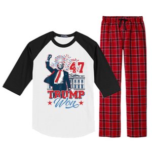 Trump Won Again 2024 Election President 47 White House Raglan Sleeve Pajama Set