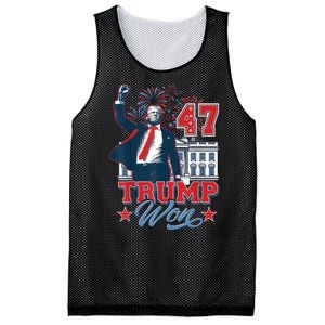 Trump Won Again 2024 Election President 47 White House Mesh Reversible Basketball Jersey Tank