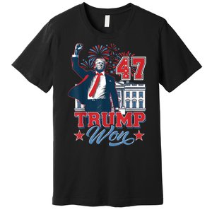 Trump Won Again 2024 Election President 47 White House Premium T-Shirt