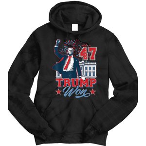 Trump Won Again 2024 Election President 47 White House Tie Dye Hoodie