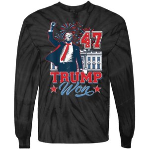 Trump Won Again 2024 Election President 47 White House Tie-Dye Long Sleeve Shirt