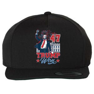 Trump Won Again 2024 Election President 47 White House Wool Snapback Cap