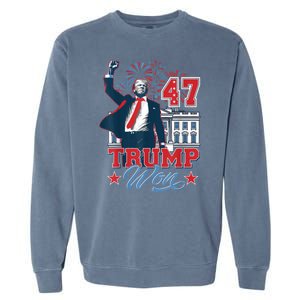 Trump Won Again 2024 Election President 47 White House Garment-Dyed Sweatshirt