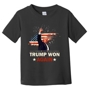 Trump Won Again 2024 Election President 47 Th American Flag Toddler T-Shirt