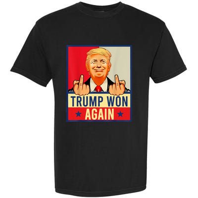 Trump Won Again 2024 Election President 47 Th American Flag Garment-Dyed Heavyweight T-Shirt