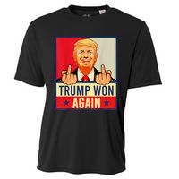 Trump Won Again 2024 Election President 47 Th American Flag Cooling Performance Crew T-Shirt