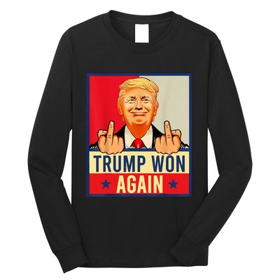 Trump Won Again 2024 Election President 47 Th American Flag Long Sleeve Shirt